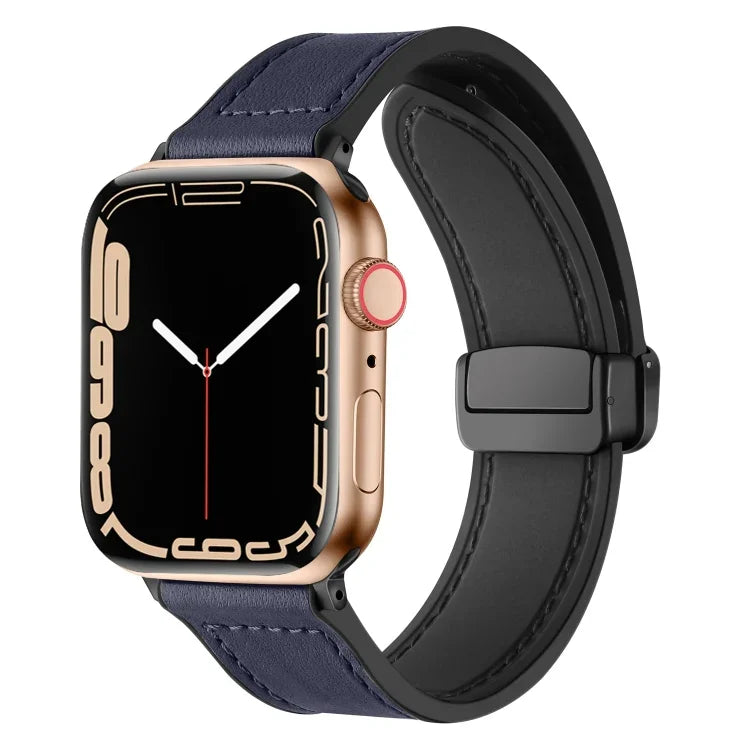 Magnetic Folding Silicone Leather Watch Band, For Apple Watch Series 8&7 41mm