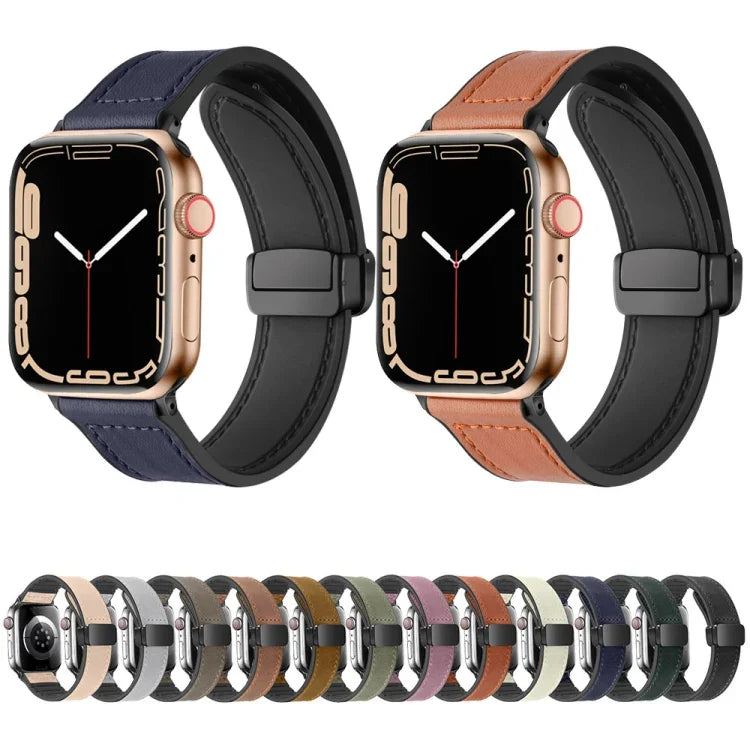 Dây Đồng Hồ Da Silicone Gấp Từ Tính Cho Apple Watch Ultra 49mm / Series 8&7 45mm / SE 2&6&SE&5&4 44mm / 3&2&1 42mm, Dành Cho Apple Watch Ultra 49mm