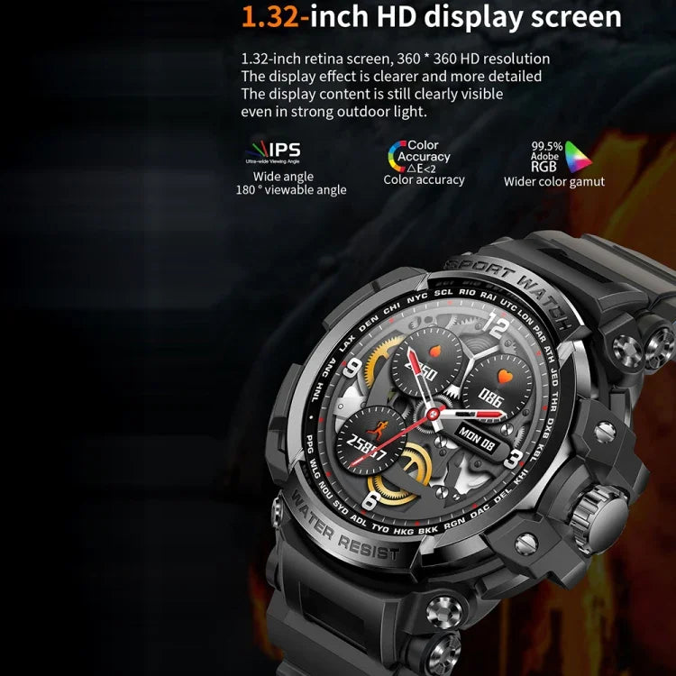 Đồng hồ thông minh thể thao ngoài trời LC16 màn hình 1.32 inch, chống nước IP68, hỗ trợ gọi Bluetooth / theo dõi nhịp tim