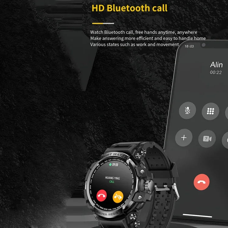 Đồng hồ thông minh thể thao ngoài trời LC16 màn hình 1.32 inch, chống nước IP68, hỗ trợ gọi Bluetooth / theo dõi nhịp tim