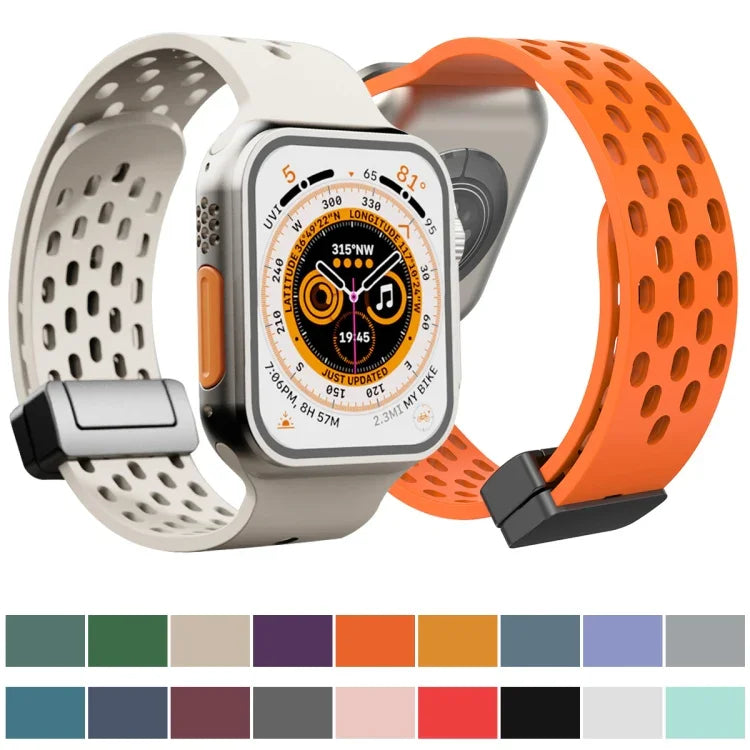 Dây đồng hồ silicone khóa từ tính, dành cho Apple Watch Series 8&7 41mm, dành cho Apple Watch Series 8&7 45mm