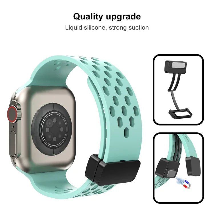 Dây đồng hồ silicone khóa từ tính, dành cho Apple Watch Series 8&7 41mm, dành cho Apple Watch Series 8&7 45mm