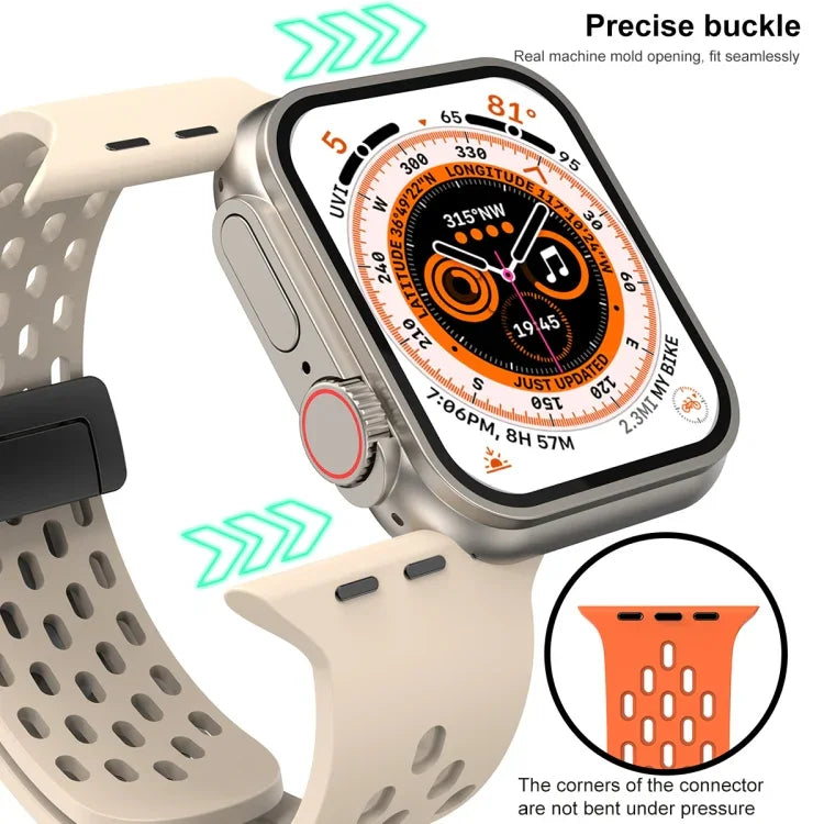 Dây đồng hồ silicone khóa từ tính, dành cho Apple Watch Series 8&7 41mm, dành cho Apple Watch Series 8&7 45mm