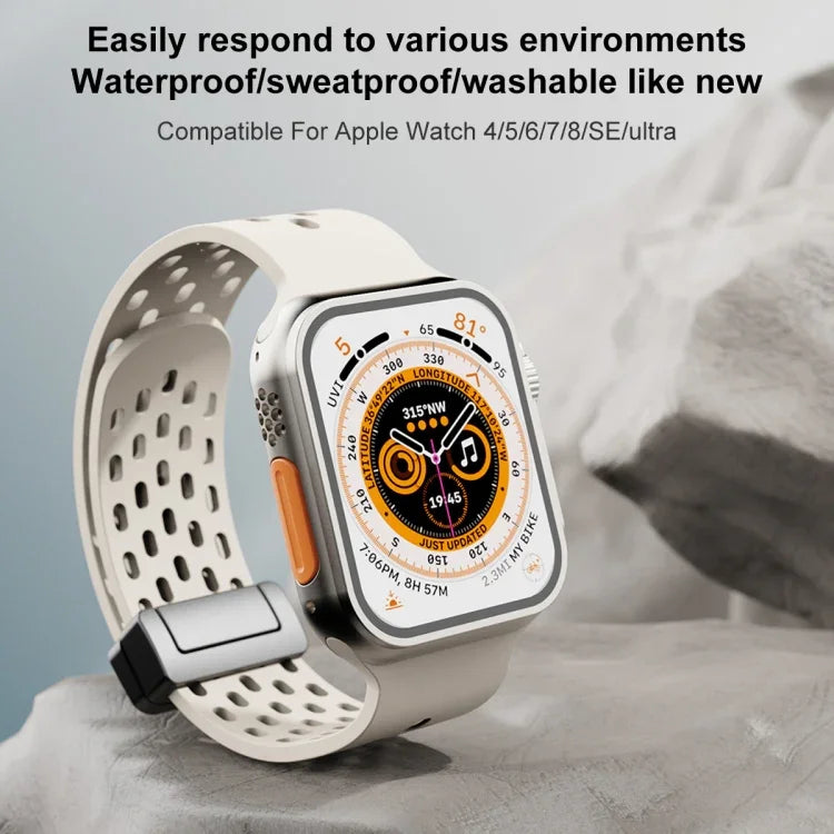 Dây đồng hồ silicone khóa từ tính, dành cho Apple Watch Series 8&7 41mm, dành cho Apple Watch Series 8&7 45mm