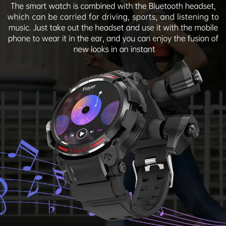 Đồng hồ thông minh OVISEN GT100 2 trong 1 tai nghe Bluetooth màn hình TFT 1.39 inch, hỗ trợ theo dõi oxy trong máu / nghe nhạc Bluetooth