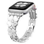 Dây đồng hồ kim loại hình cánh hoa đính kim cương, dành cho Apple Watch 3 38mm, Apple Watch 9 45mm, Apple Watch 3 42mm, Apple Watch 2 38mm, Apple Watch 2 42mm, Apple Watch 38mm, Apple Watch 42mm, Apple Watch 9 41mm