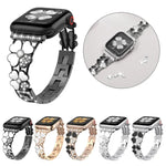Dây đồng hồ kim loại hình cánh hoa đính kim cương, dành cho Apple Watch 3 38mm, Apple Watch 9 45mm, Apple Watch 3 42mm, Apple Watch 2 38mm, Apple Watch 2 42mm, Apple Watch 38mm, Apple Watch 42mm, Apple Watch 9 41mm