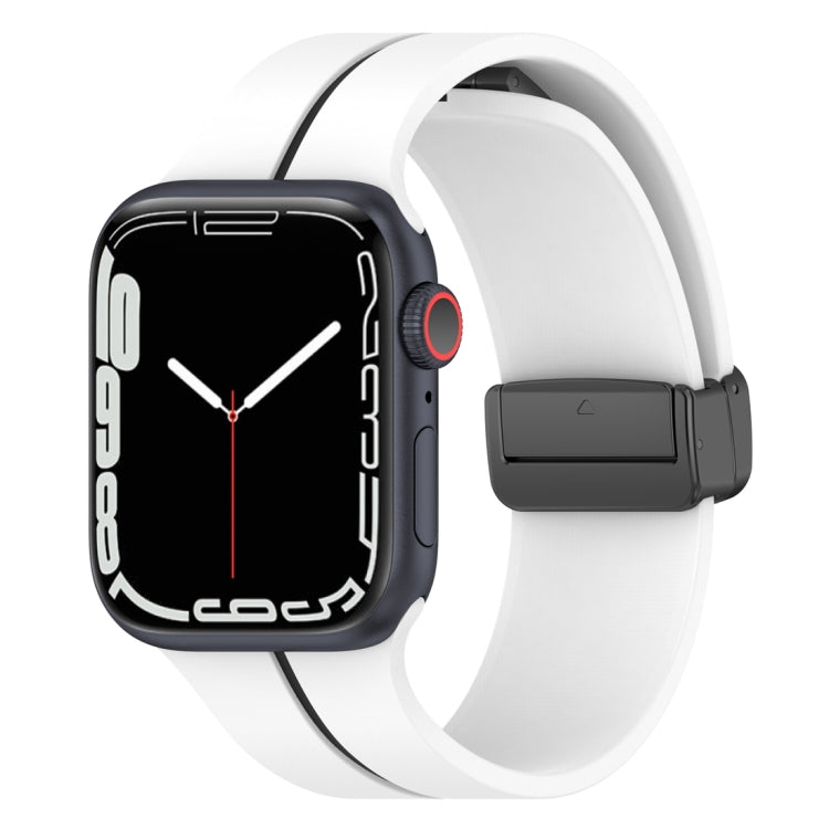 Dây đồng hồ silicone khóa gập hai màu, dành cho Apple Watch SE 2023 44mm, dành cho Apple Watch Ultra 49mm, dành cho Apple Watch 8 41mm, dành cho Apple Watch 8 45mm