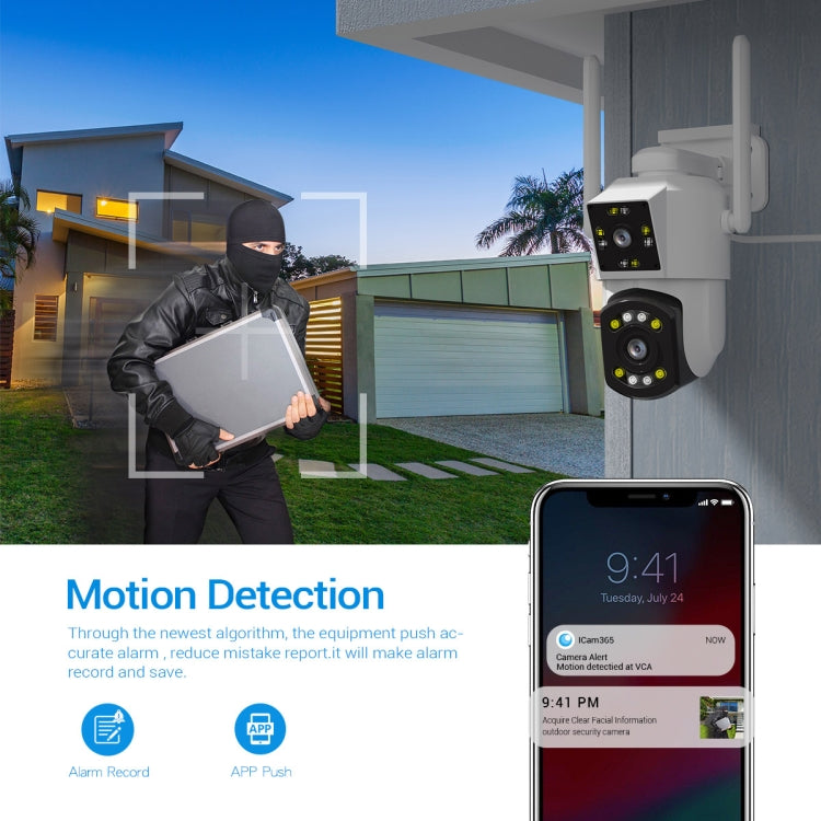 Camera WiFi ESCAM PT210 2x3MP ống kính kép màn hình kép, hỗ trợ thoại hai chiều, phát hiện chuyển động và lưu trữ đám mây, PT210