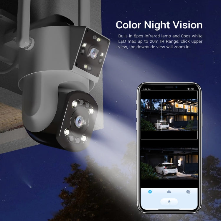 Camera WiFi ESCAM PT210 2x3MP ống kính kép màn hình kép, hỗ trợ thoại hai chiều, phát hiện chuyển động và lưu trữ đám mây, PT210