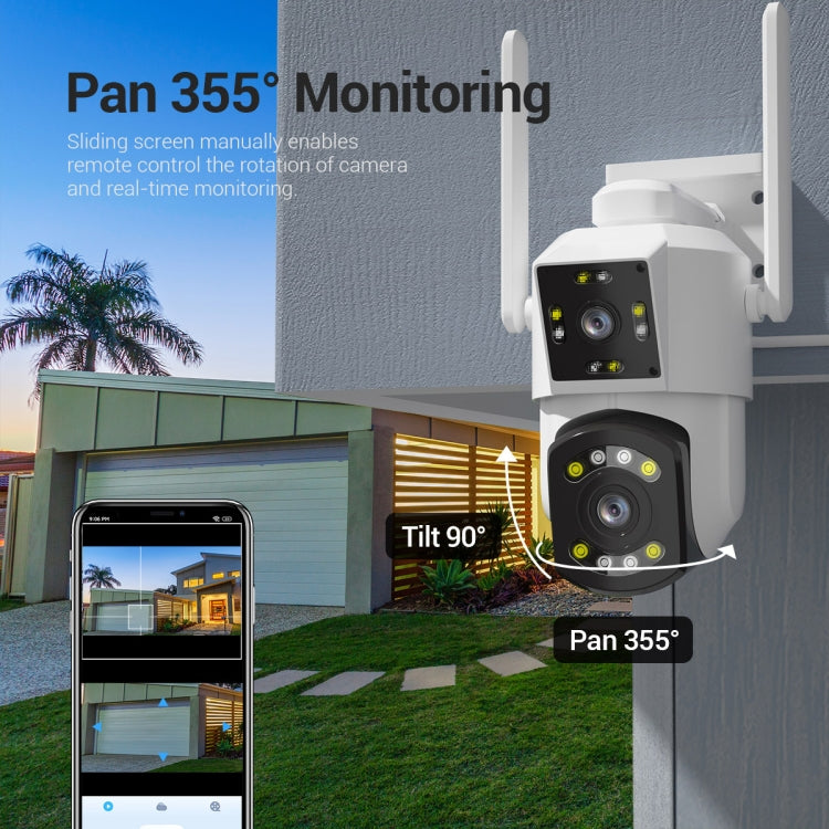 Camera WiFi ESCAM PT210 2x3MP ống kính kép màn hình kép, hỗ trợ thoại hai chiều, phát hiện chuyển động và lưu trữ đám mây, PT210