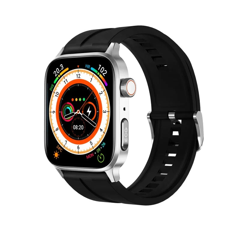 Đồng hồ thông minh sức khỏe GT22 màn hình TFT 1.85 inch dây silicone, Hỗ trợ gọi Bluetooth / Đo oxy máu cao nguyên / Nhiệt độ cơ thể / Rối loạn nhịp tim / Giám sát nhịp tim TI, Dây silicone (Đen), Dây silicone (Đen Bạc)