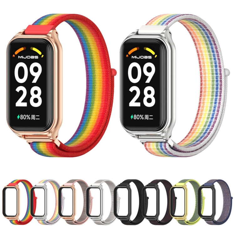 Mijobs Metal Shell Breathable Nylon Loop Watch Band, For Xiaomi Smart Band 8 Active / Redmi Band 2