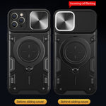 Ốp lưng điện thoại có giá đỡ nam châm trượt họa tiết CD, dành cho iPhone 11, dành cho iPhone 11 Pro