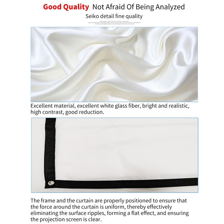 Màn chiếu máy chiếu polyester mỏng gập đơn giản, 30 inch 16:9, 150 inch 4:3, 180 inch 16:9, 150 inch 16:9, 200 inch 16:9