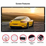 Màn chiếu máy chiếu polyester mỏng gập đơn giản, 30 inch 16:9, 150 inch 4:3, 180 inch 16:9, 150 inch 16:9, 200 inch 16:9
