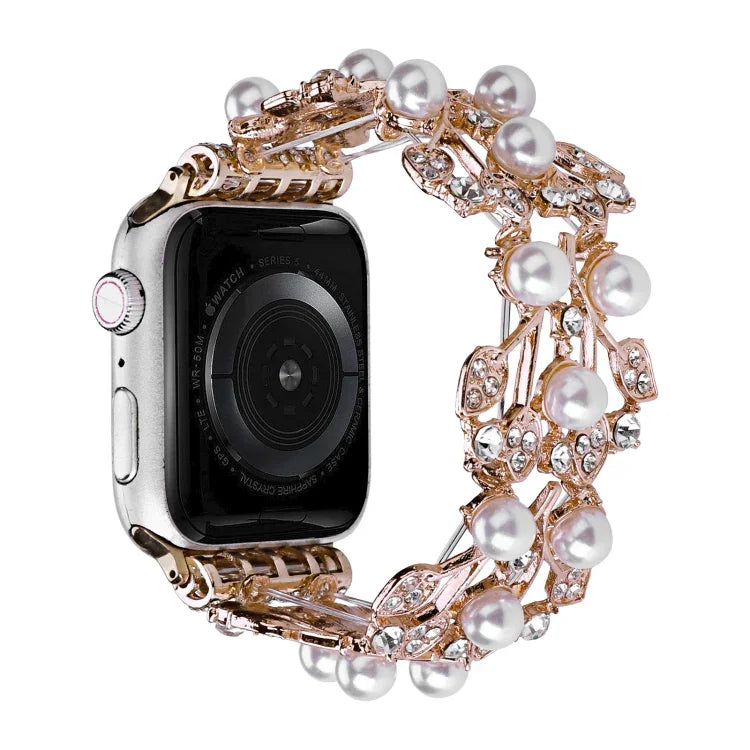 Dây đồng hồ kim loại hạt cỏ bốn lá, dành cho Apple Watch Series 10 46mm, Series 10 42mm, SE 2023 44mm, SE 2023 40mm, Ultra 2 49mm, Apple Watch 9 45mm, Apple Watch 9 41mm