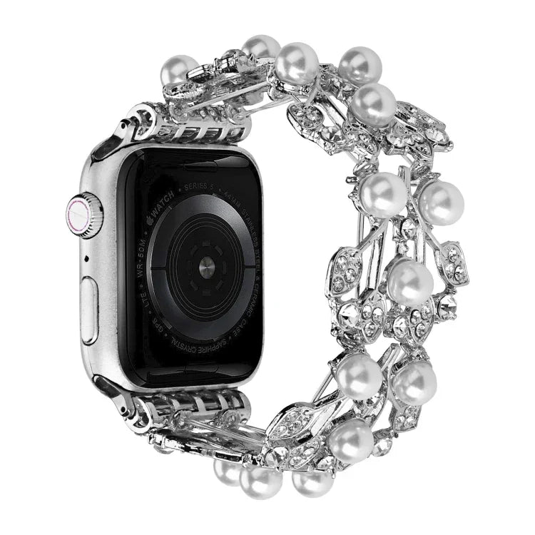 Dây đồng hồ kim loại hạt cỏ bốn lá, dành cho Apple Watch Series 10 46mm, Series 10 42mm, SE 2023 44mm, SE 2023 40mm, Ultra 2 49mm, Apple Watch 9 45mm, Apple Watch 9 41mm
