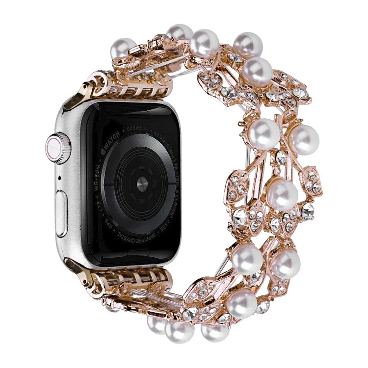 Dây đồng hồ kim loại hạt cỏ bốn lá, dành cho Apple Watch Series 10 46mm, Series 10 42mm, SE 2023 44mm, SE 2023 40mm, Ultra 2 49mm, Apple Watch 9 45mm, Apple Watch 9 41mm