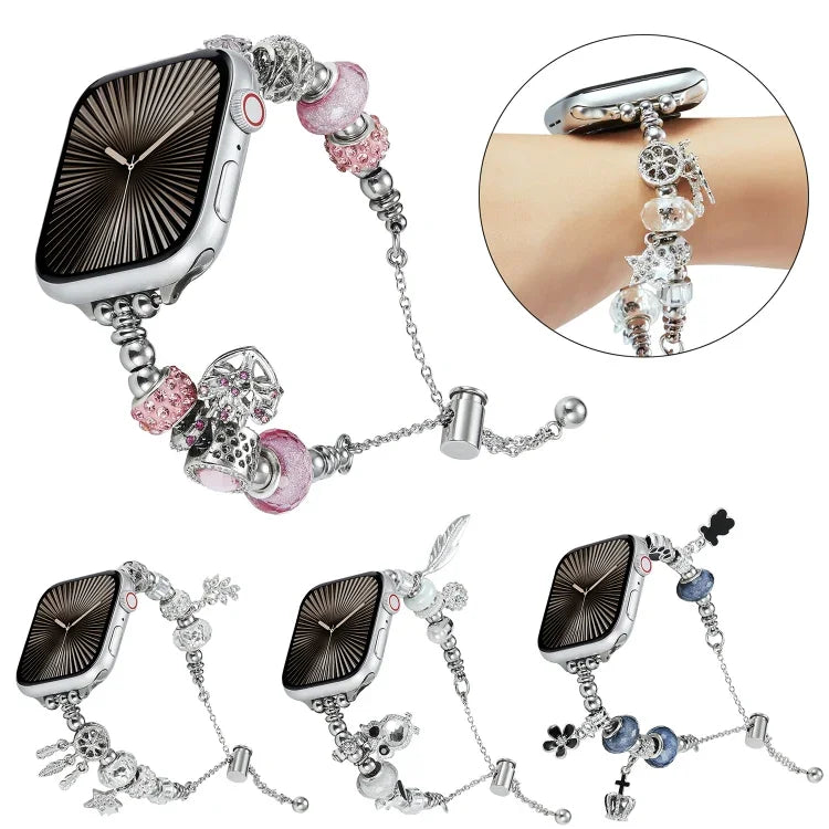 Dây đeo đồng hồ kim loại hạt, dành cho Apple Watch 38mm