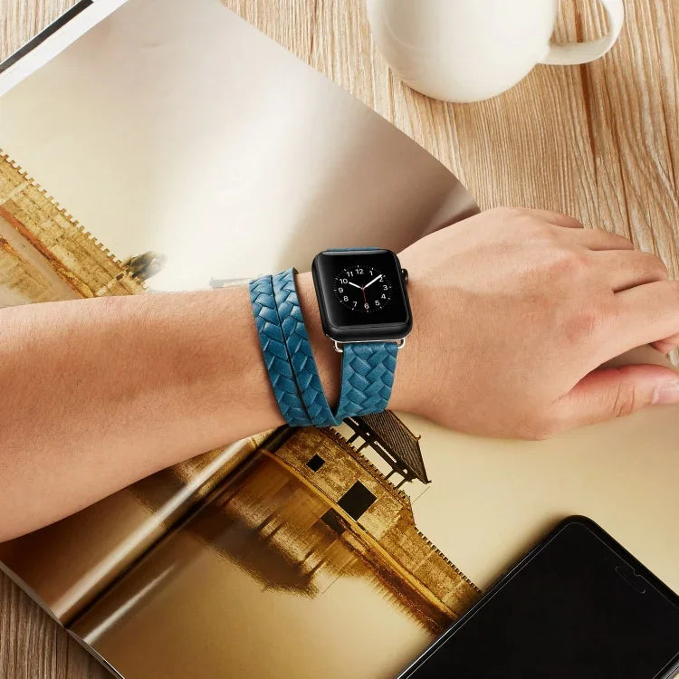 Dây đồng hồ da hạt thượng hạng dập nổi hình vương miện, Dành cho Apple Watch Series 5 & 4 40mm / 3& 2 & 1 38mm, Dành cho Apple Watch Series 7 45mm / 6 & SE & 5 & 4 44mm / 3 & 2 & 1 42mm