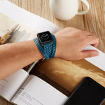Dây đồng hồ da hạt thượng hạng dập nổi hình vương miện, Dành cho Apple Watch Series 5 & 4 40mm / 3& 2 & 1 38mm, Dành cho Apple Watch Series 7 45mm / 6 & SE & 5 & 4 44mm / 3 & 2 & 1 42mm