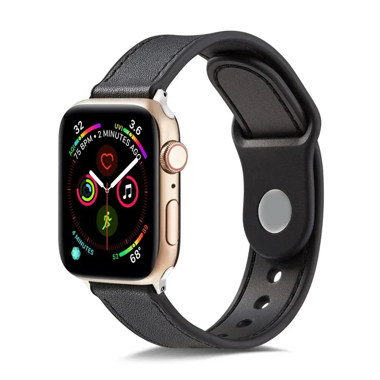 Dây đồng hồ da thật TPU+ khóa đơn, dành cho Apple Watch Series 7 41mm / 6 & SE & 5 & 4 40mm / 3 & 2 & 1 38mm, dành cho Apple Watch Series 7 45mm / 6 & SE & 5 & 4 44mm / 3 & 2 & 1 42mm, dành cho Apple Watch Series 8&7 41mm / SE 2&6&SE&5&4 40mm / 3&2&1 38mm