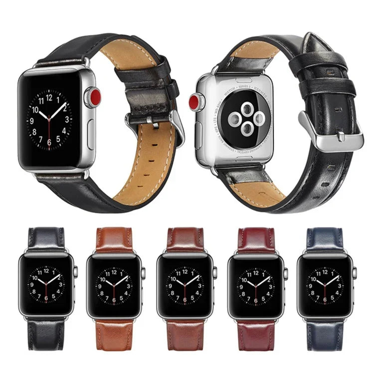 Dây đồng hồ da thuộc hạt thô Crazy Horse, dành cho Apple Watch Series 7 41mm / 6 & SE & 5 & 4 40mm / 3 & 2 & 1 38mm, dành cho Apple Watch Series 7 45mm / 6 & SE & 5 & 4 44mm / 3 & 2 & 1 42mm