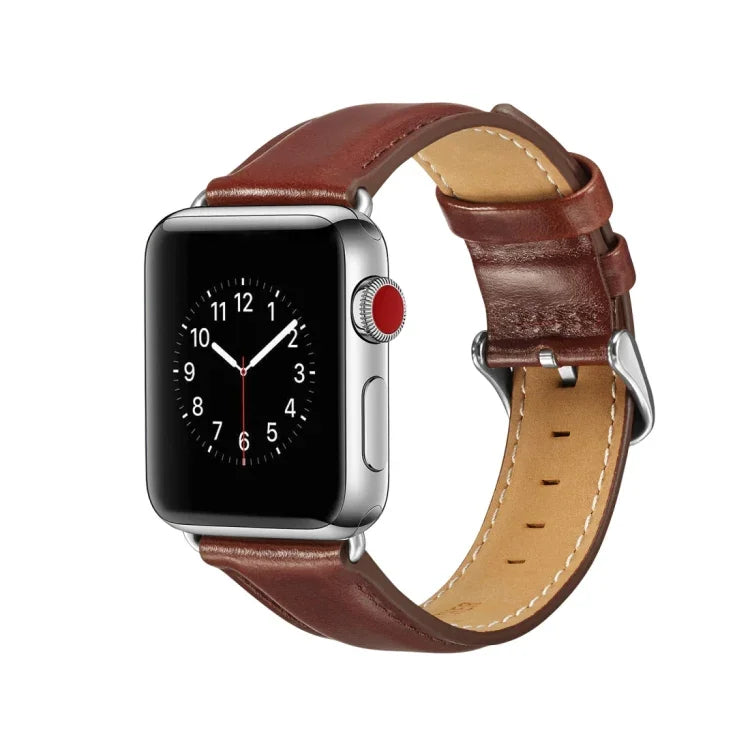 Dây đồng hồ da thuộc hạt thô Crazy Horse, dành cho Apple Watch Series 7 41mm / 6 & SE & 5 & 4 40mm / 3 & 2 & 1 38mm, dành cho Apple Watch Series 7 45mm / 6 & SE & 5 & 4 44mm / 3 & 2 & 1 42mm