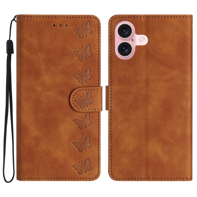 Ốp lưng điện thoại da dập nổi bảy con bướm, dành cho iPhone 16e / 17e, dành cho iPhone 17 Pro Max, dành cho iPhone 17 Pro, dành cho iPhone 17, dành cho iPhone Air, dành cho iPhone 16 Pro Max, dành cho iPhone 16 Pro, dành cho iPhone 16 Plus