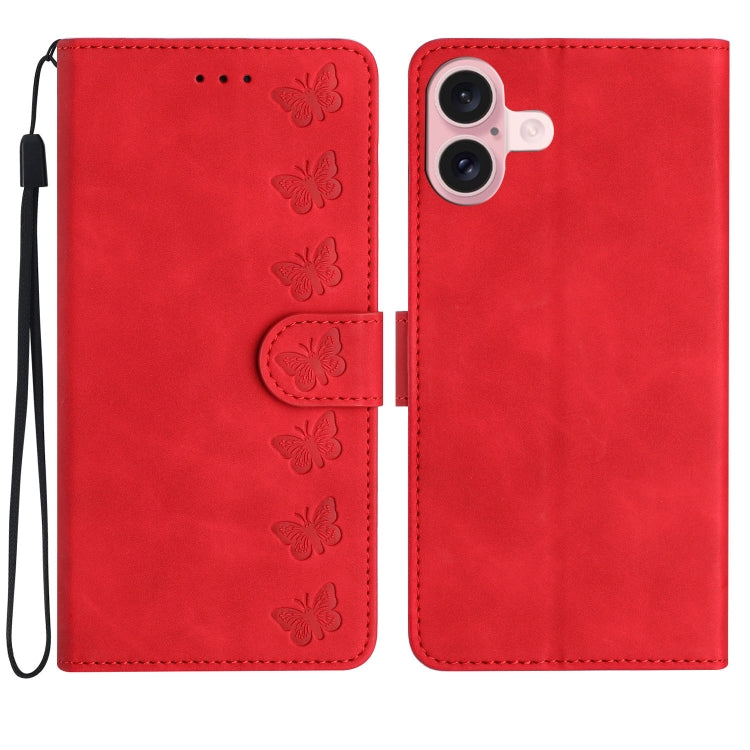 Ốp lưng điện thoại da dập nổi bảy con bướm, dành cho iPhone 16e / 17e, dành cho iPhone 17 Pro Max, dành cho iPhone 17 Pro, dành cho iPhone 17, dành cho iPhone Air, dành cho iPhone 16 Pro Max, dành cho iPhone 16 Pro, dành cho iPhone 16 Plus