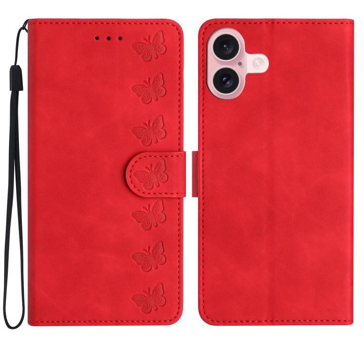 Ốp lưng điện thoại da dập nổi bảy con bướm, dành cho iPhone 16e / 17e, dành cho iPhone 17 Pro Max, dành cho iPhone 17 Pro, dành cho iPhone 17, dành cho iPhone Air, dành cho iPhone 16 Pro Max, dành cho iPhone 16 Pro, dành cho iPhone 16 Plus
