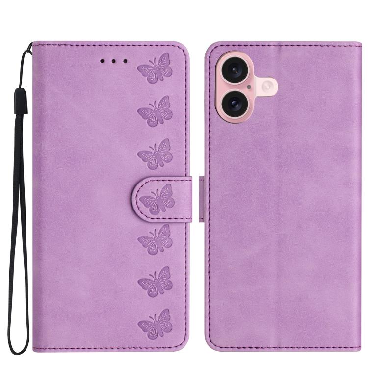 Ốp lưng điện thoại da dập nổi bảy con bướm, dành cho iPhone 16e / 17e, dành cho iPhone 17 Pro Max, dành cho iPhone 17 Pro, dành cho iPhone 17, dành cho iPhone Air, dành cho iPhone 16 Pro Max, dành cho iPhone 16 Pro, dành cho iPhone 16 Plus