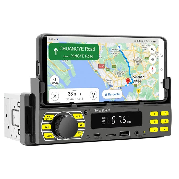 Máy nghe nhạc MP3 Bluetooth xe hơi SWM D3400 hỗ trợ trợ lý giọng nói thông minh / FM