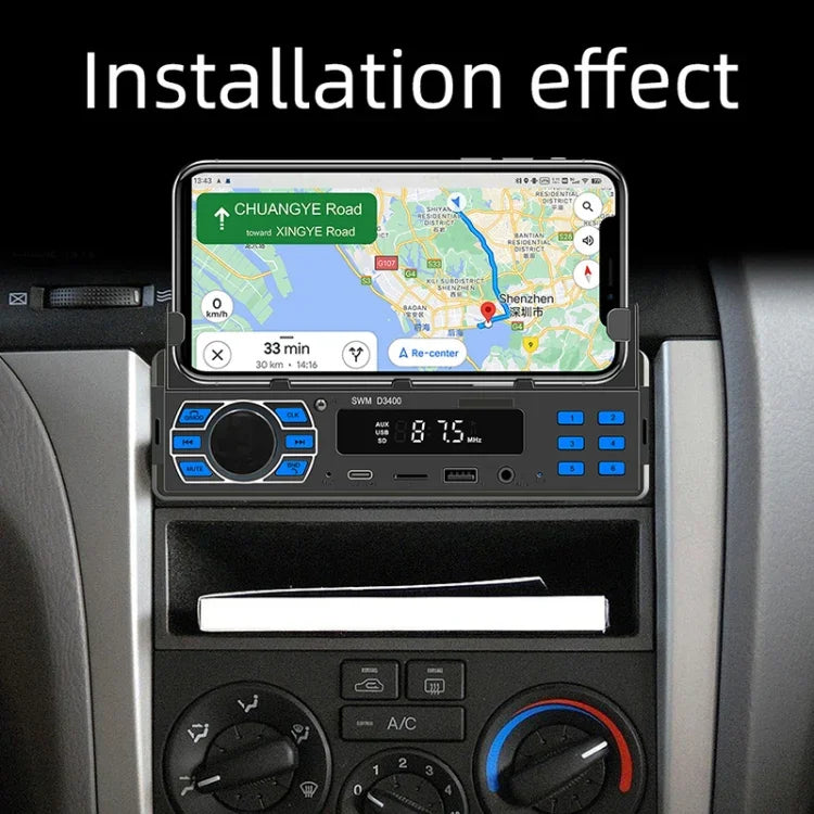Máy nghe nhạc MP3 Bluetooth xe hơi SWM D3400 hỗ trợ trợ lý giọng nói thông minh / FM