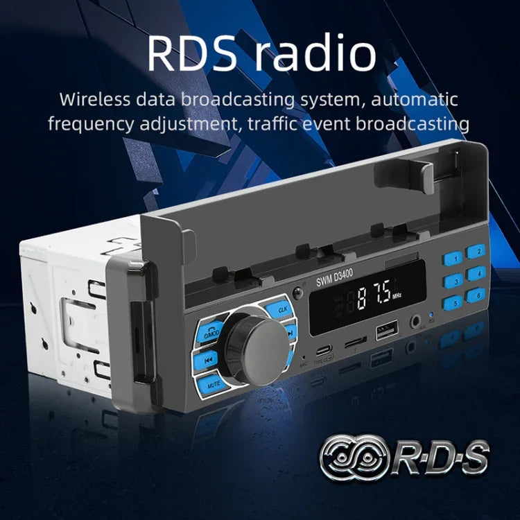 Máy nghe nhạc MP3 Bluetooth xe hơi SWM D3400 hỗ trợ trợ lý giọng nói thông minh / FM