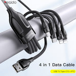 Cáp sạc USB 1.2m 4A sang Dual Type-C + Dual 8 Pin YESIDO CA111, CA111