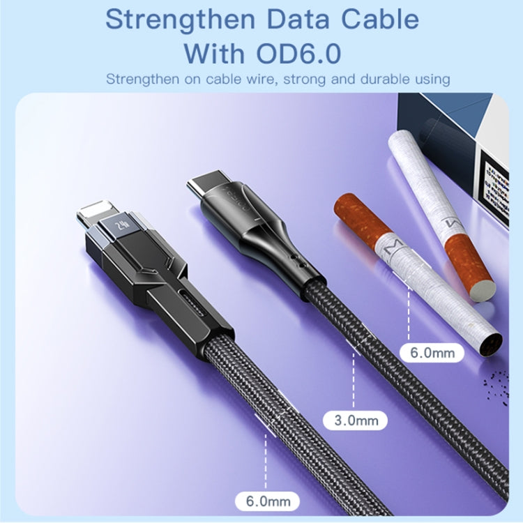 YESIDO CA107 Cáp dữ liệu sạc 1.2m 2.4A USB-C / Type-C sang 8 Pin OD0.6, CA107