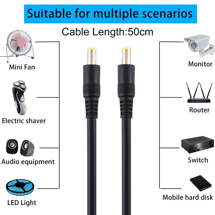 Cáp nối adapter nguồn DC 5.5 x 2.5mm đực sang đực, dài 50cm, 1m, 1.5m