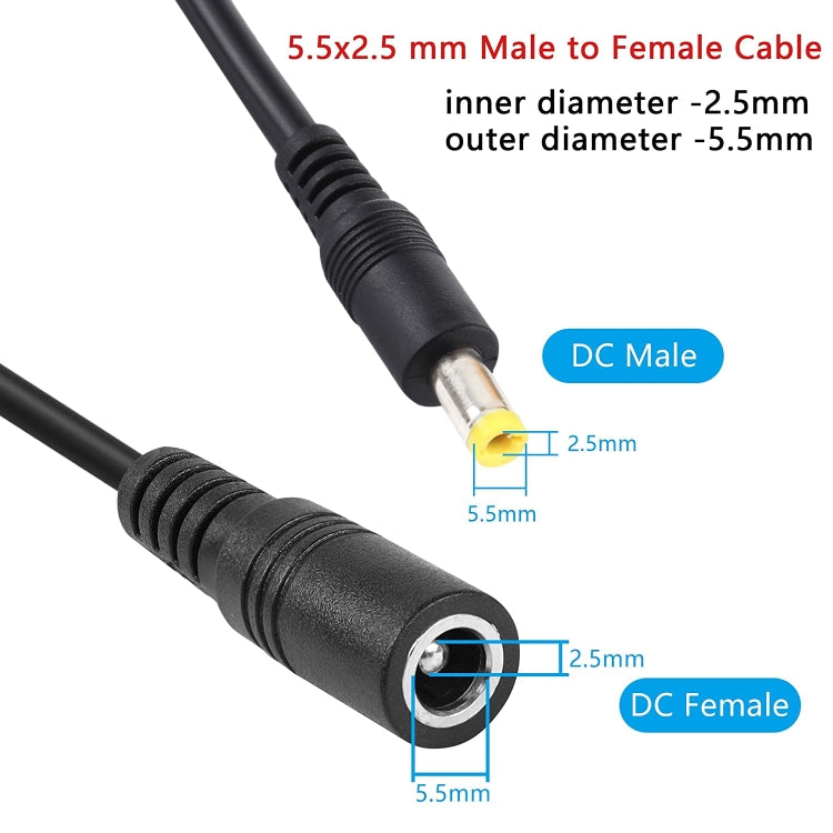 Cáp nối dài nguồn DC 5.5 x 2.5mm cái sang đực, dài 1m, 1.5m, 3m, 5m, 10m