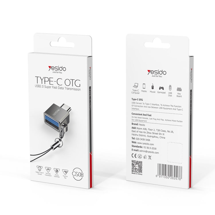 Bộ Chuyển Đổi Mini Yesido GS08 Type-C sang USB 3.0 OTG Kèm Móc Khóa