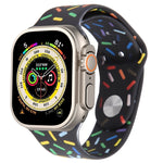 Dây đồng hồ silicone giọt mưa cầu vồng, dành cho Apple Watch 8 45mm, Apple Watch Ultra 2 49mm, Apple Watch SE 2022 40mm, Apple Watch 9 45mm