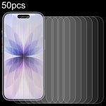 50 miếng phim kính cường lực nhôm cao cấp 0.26mm 9H 2.5D, dành cho iPhone 17 Pro Max, iPhone 17 Pro / 17, iPhone Air, iPhone 16 Pro Max, iPhone 16 Pro, iPhone 16 Plus, iPhone 16, iPhone 15 Plus / 15 Pro Max, iPhone 15 / 15 Pro