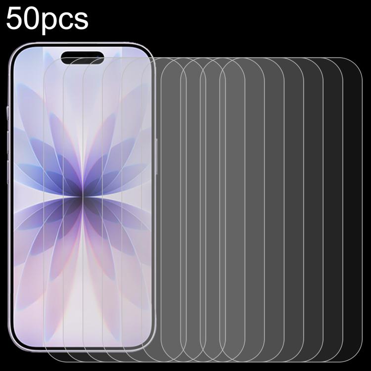 50 miếng phim kính cường lực nhôm cao cấp 0.26mm 9H 2.5D, dành cho iPhone 17 Pro Max, iPhone 17 Pro / 17, iPhone Air, iPhone 16 Pro Max, iPhone 16 Pro, iPhone 16 Plus, iPhone 16, iPhone 15 Plus / 15 Pro Max, iPhone 15 / 15 Pro