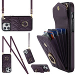 Ốp lưng điện thoại túi đựng thẻ họa tiết hình thoi có dây đeo dài, dành cho iPhone 15 Pro, dành cho iPhone 15 Plus, dành cho iPhone 15, dành cho iPhone 14 Plus, dành cho iPhone 14, dành cho iPhone 14 Pro
