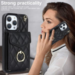 Ốp lưng điện thoại túi đựng thẻ họa tiết hình thoi có dây đeo dài, dành cho iPhone 14 Pro Max, dành cho iPhone 13 Pro Max, dành cho iPhone 13 Pro, dành cho iPhone 13, dành cho iPhone 12 / 12 Pro, dành cho iPhone 12 Pro Max