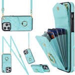 Ốp lưng điện thoại túi đựng thẻ họa tiết hình thoi có dây đeo dài, dành cho iPhone 14 Pro Max, dành cho iPhone 13 Pro Max, dành cho iPhone 13 Pro, dành cho iPhone 13, dành cho iPhone 12 / 12 Pro, dành cho iPhone 12 Pro Max