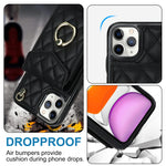Ốp lưng điện thoại túi đựng thẻ họa tiết hình thoi có dây đeo dài, dành cho iPhone 11 Pro Max, dành cho iPhone 11, dành cho iPhone 11 Pro, dành cho iPhone XR, dành cho iPhone XS Max