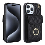 Ốp lưng điện thoại túi đựng thẻ họa tiết hình thoi có dây đeo dài, dành cho iPhone 17e / 16e, dành cho iPhone 17 Pro Max, dành cho iPhone 17 Pro, dành cho iPhone 17, dành cho iPhone Air, dành cho iPhone 15 Pro Max