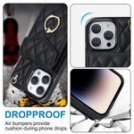 Ốp lưng điện thoại túi đựng thẻ họa tiết hình thoi có dây đeo dài, dành cho iPhone 15 Pro, dành cho iPhone 15 Plus, dành cho iPhone 15, dành cho iPhone 14 Plus, dành cho iPhone 14, dành cho iPhone 14 Pro